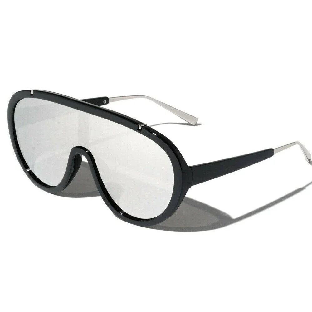 Oversized Shield Sunglasses‎ Silver Mirrored Lens Fashion Visor Sunnies Lentes